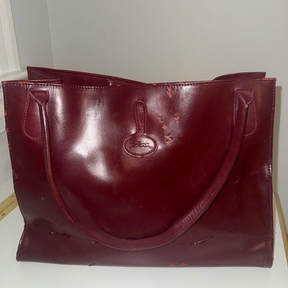 Longchamp Roseau Leather Tote Bag - Burgundy - Picture 2 of 3